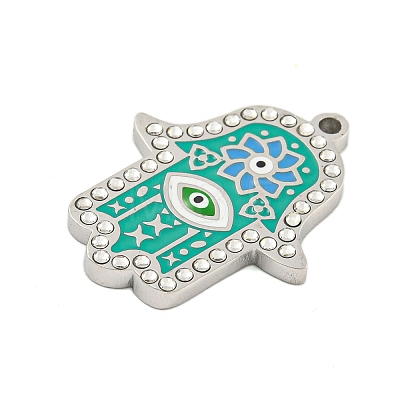 304 Stainless Steel Rhinestone Pendants STAS-U007-11B-P-1