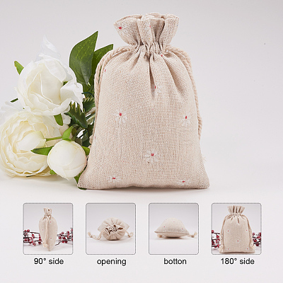 Polycotton(Polyester Cotton) Packing Pouches Drawstring Bags X-ABAG-T004-10x14-01-1