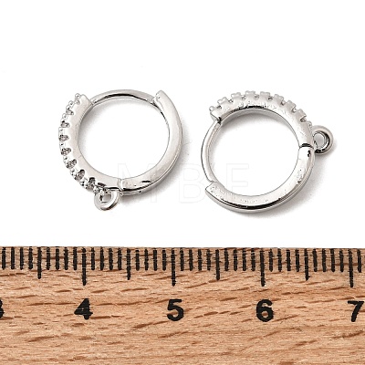 Brass Micro Pave Clear Cubic Zirconia Hoop Earring Findings KK-Z154-04P-1
