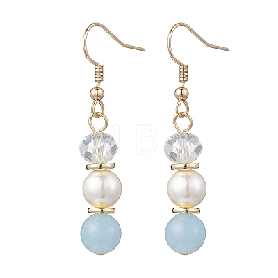 Round Dyed Natural Quartz Dangle Earrings EJEW-JE06778-01-1