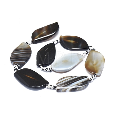Natural Banded Agate/Striped Agate Beads Strands G-L544-006E-1