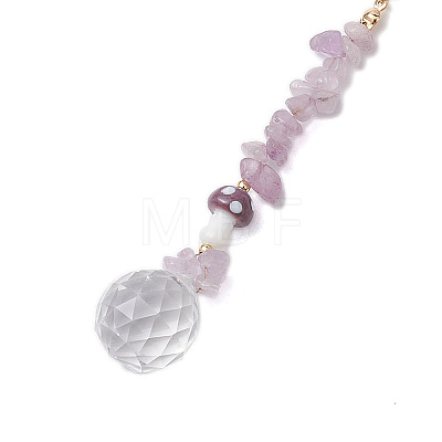 Natural Amethyst Chip Hanging Ornaments HJEW-TA00262-04-1
