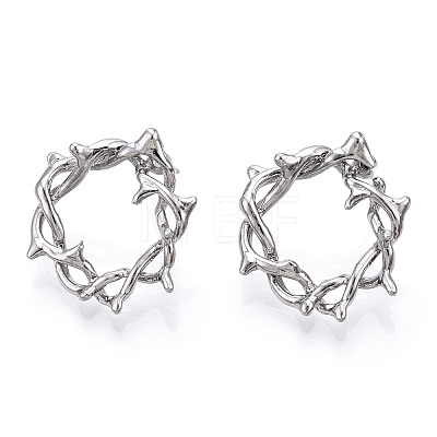 Rack Plating Alloy Wire Wrapped Ring Stud Earrings with 925 Sterling Silver Pins for Women EJEW-T013-03P-1