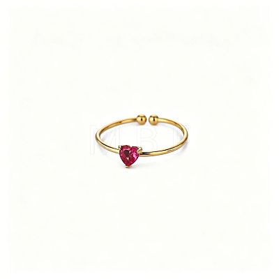 Adjustable Birthstone 304 Stainless Steel Micro Pave Cubic Zirconia Cuff Open Rings WGB2F1D-10-1