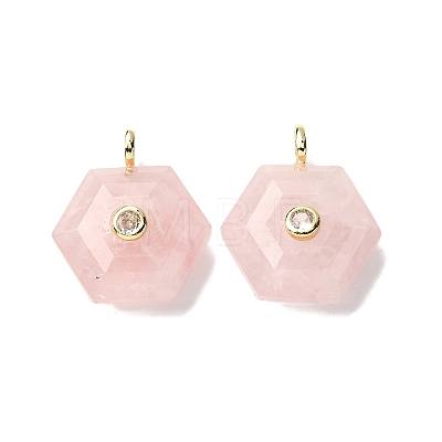 Natural Rose Quartz Pendants G-P588-02G-06-1
