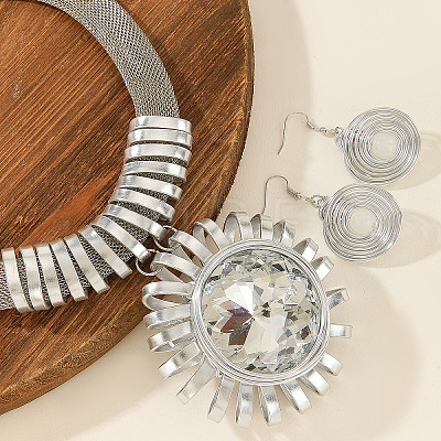 Aluminum & Alloy & Acrylic Sunflower Statement Jewelry Set WG15403-01-1