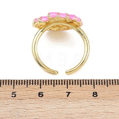 Brass Enamel Adjustable Cuff Rings for Women RJEW-G357-01M-1
