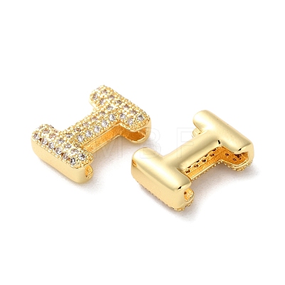 Rack Plating Brass Micro Pave Cubic Zirconia Slide Charms KK-C084-34G-I-1
