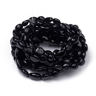 Natural Black Tourmaline Stretch Beaded Bracelets BJEW-K213-C19-1