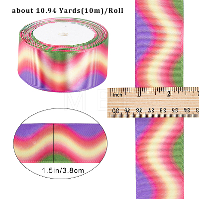 10M Gradient Color Polyester Grosgrain Ribbon OCOR-WH0078-74B-1