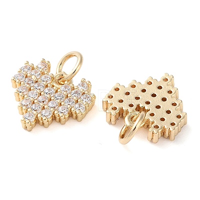 Rack Plating Brass Micro Pave Clear Cubic Zirconia Charms KK-D097-01G-1