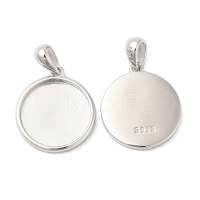 Anti-Tarnish Rhodium Plated 925 Sterling Silver Pendant Cabochon Settings STER-I017-017P-1