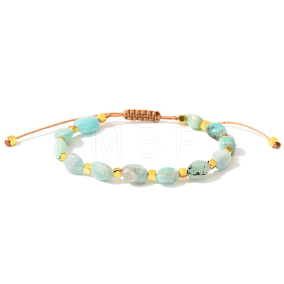 Natural Amazonite Braided Bead Bracelets PW-WGF95B2-06-1