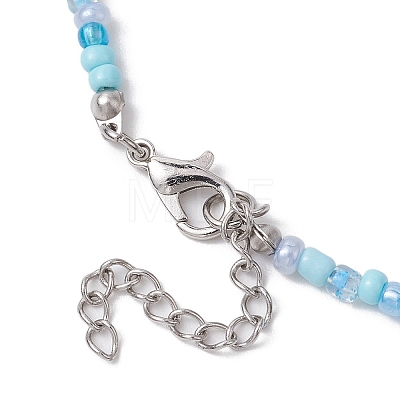 Summer Beach Sea Turtle Dyed Synthetic Turquoise & Glass Seed Beads Beaded Necklaces for Women NJEW-JN05081-01-1