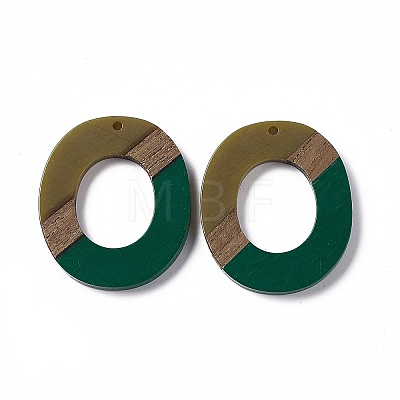 Opaque Resin & Walnut Wood Pendants RESI-M027-01G-1