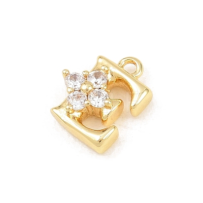 Brass Micro Pave Clear Cubic Zirconia Charms LS-KK-Z151-18G-E-1