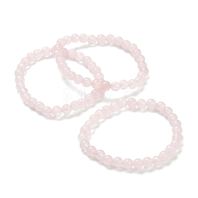 Natural Rose Quartz Beaded Stretch Bracelets BJEW-D446-B-11-1