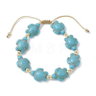 Adjustable Synthetic Turquoise & Non-magnetic Hematite Braided Bead Bracelets BJEW-JB13731-02-1