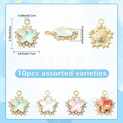 10Pcs Alloy Glass Pendants FIND-YW0010-02-1