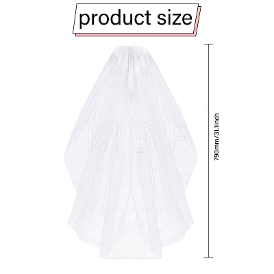 Glittered Long Mesh Tulle Bridal Veils with Combs OHAR-WH0025-14-1