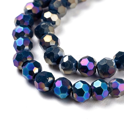 Round Full Rainbow Plated Faceted(32 Facets) Electroplate Glass Beads Strands X-EGLA-J130-FR15-1