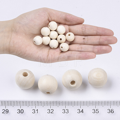Natural Unfinished Wood Beads WOOD-S651-A14mm-LF-1
