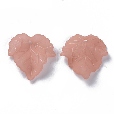 Transparent Frosted Acrylic Leaf Pendants X-PAF002Y-6-1