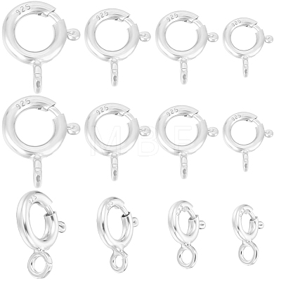 Beebeecraft 12Pcs 4 Styles 925 Sterling Silver Spring Ring Clasps STER-BBC0005-97P-1