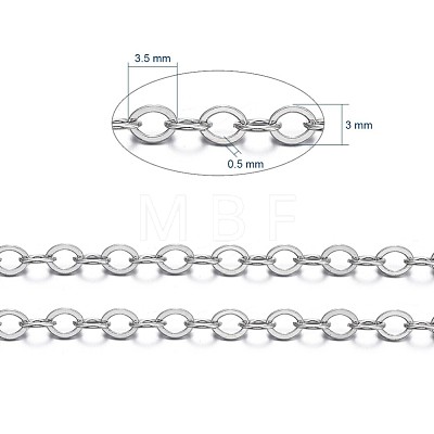 Brass Flat Oval Cable Chains CHC025Y-N-1