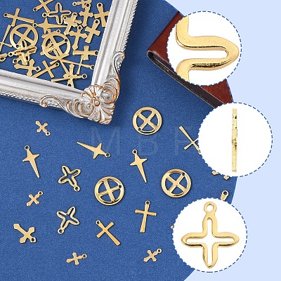 60Pcs 10 Styles 201 and 304 Stainless Steel Pendants STAS-FS0001-90-1