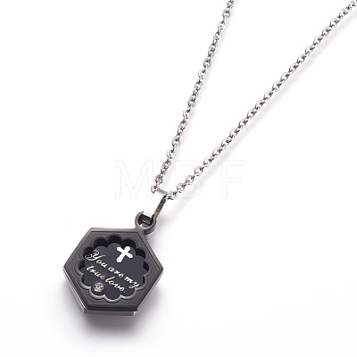 304 Stainless Steel Pendant Necklaces STAS-I099-19-1