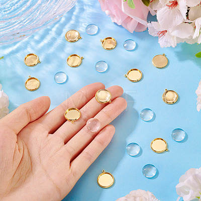 12Pcs Brass Pendant Cabochon Settings KK-TA0003-10C-1
