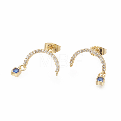 Brass Micro Pave Cubic Zirconia Stud Crawler Earrings X-EJEW-R010-04A-1