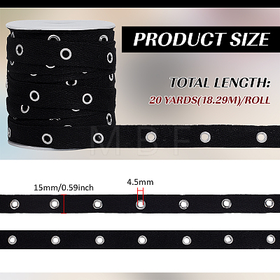 20 Yardcs Cotton Ribbon with Stainless Steel Eyelets OCOR-BC0009-65B-01-1
