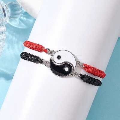 2Pcs 2 Style YinYang Alloy Link Bracelets Set BJEW-JB10175-1