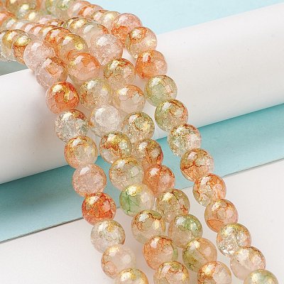 Baking Painted Crackle Glass Bead Strands DGLA-R053-03B-1
