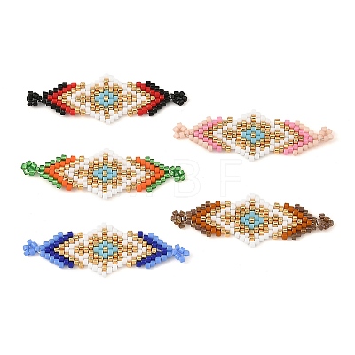 Glass MIYUKI Delica Beads Braided Connector Charms PALLOY-MZ01412-1