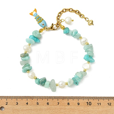 Brass Enamel Fish Charm Bracelets BJEW-JB14062-01-1