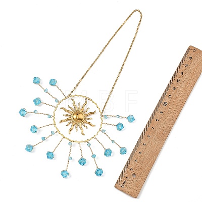 304 Stainless Steel Sun Shape Hanging Suncatcher HJEW-JM05031-02-1