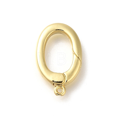 Rack Plating Oval Brass Spring Gate Rings KK-Z086-53G-02-1