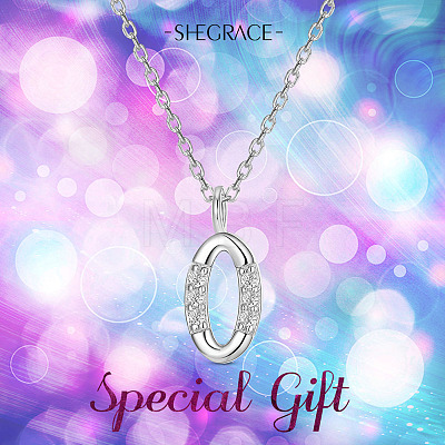 SHEGRACE Rhodium Plated 925 Sterling Silver Initial Pendant Necklaces JN911A-1
