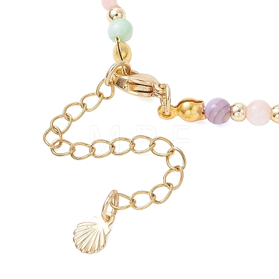 Natural Shell Bead & 304 Stainless Steel Dragonfly &
Alloy Enamel Teardrop with Butterfly Pattern Pendant Necklace & Charm Bracelets Sets SJEW-JS01376-1