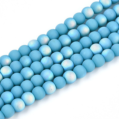 Frosted Opaque Glass Beads Strands GLAA-T032-P4mm-MBB13-1