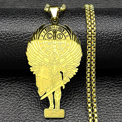 304 Stainless Steel Pendant Necklaces NJEW-B153-02B-G-1