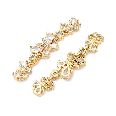 Brass Pave Clear Cubic Zirconia Connector Charms KK-Z139-12G-01-1