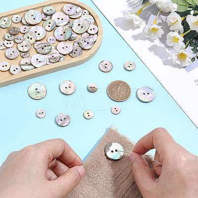 120Pcs 6 Styles 2-Hole Shell Buttons BUTT-ME0001-45-1