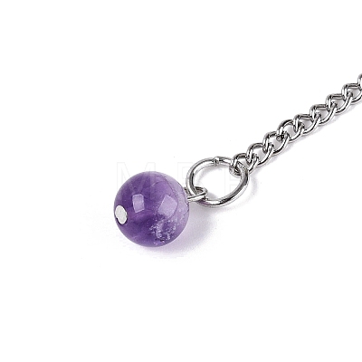 Natural Amethyst Dowsing Pendulum Pendants AJEW-N005-01A-1