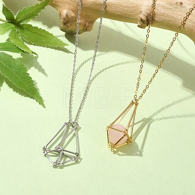 2Pcs 2 Style Brass Macrame Pouch Empty Stone Holder for Pendant Necklaces Making NJEW-JN04566-1