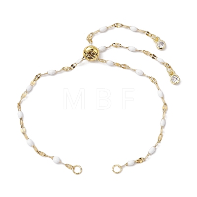 304 Stainless Steel Enamel Dapped Chains Slider Bracelets Making AJEW-JB01293-02-1