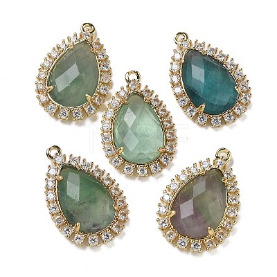 Natural Colorful Fluorite Faceted Teardrop Pendants G-I375-01G-01-1